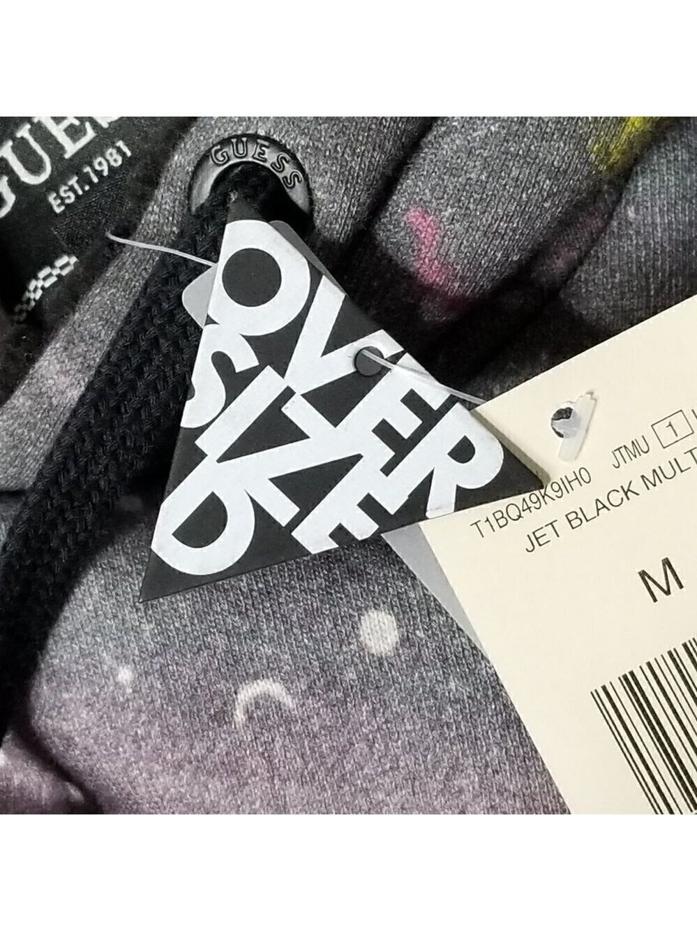 Guess Cosmic Fleece Hoodie Men’s‎ M Black Pullover - Picture 7 of 11